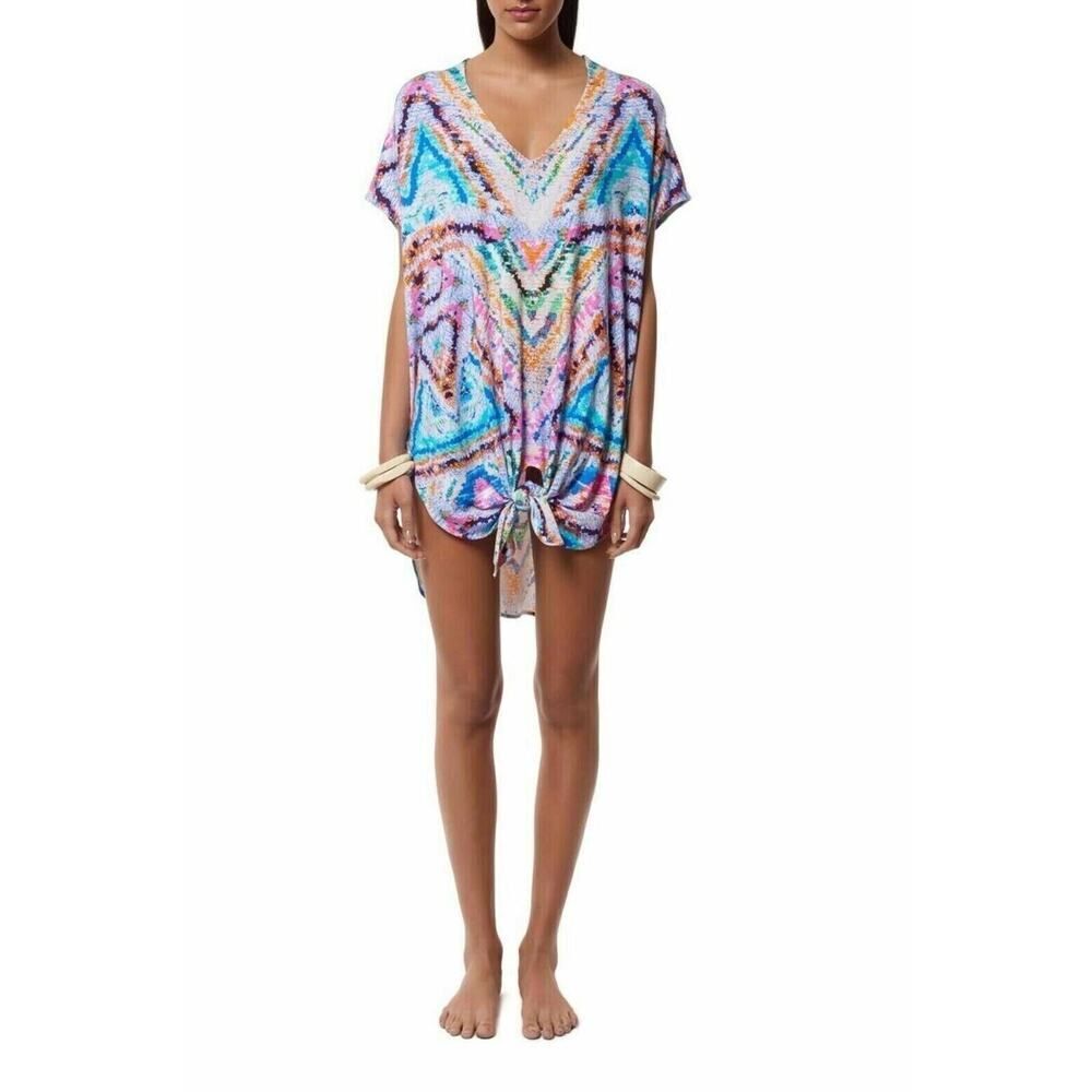$449 MARA HOFFMAN Designer Rainbow Caftan Kaftan Tunic Cover Up M/L Beach Dress